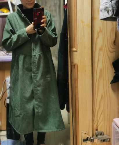 Customer photo review of French blackish green corduroy coats Inspiration thick Cinched women coats ( Limited Stock)