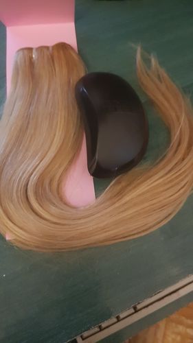 Customer photo review of Full Shine Sew In Hair Weft Bundles 100% Remy Human Hair Platinum Blonde (#60)