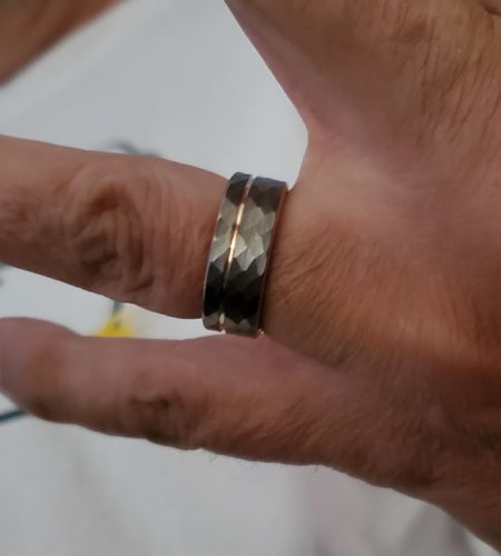 Customer photo review of Hammered Rose Gold Tungsten