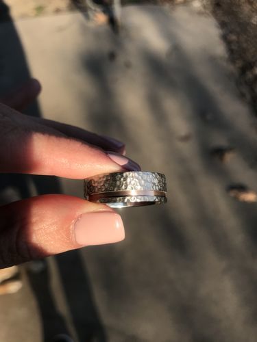 Customer photo review of Hammered Titanium & Rose Gold