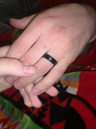 Customer photo review of Hammered Tungsten with Bevels