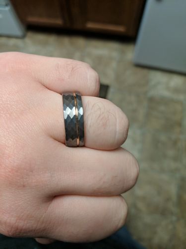 Customer photo review of Hammered Rose Gold Tungsten