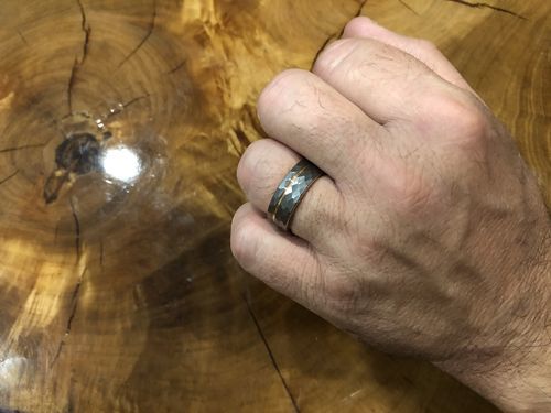 Customer photo review of Hammered Rose Gold Tungsten