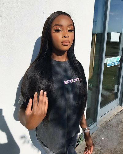 Customer photo review of Full Shine Sew In Hair Weft Bundles 100% Remy Human Hair Jet Black (#1)