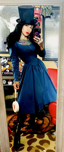 Customer photo review of Sleepy Hollow The Lady Crane Dress in Vintage Blue