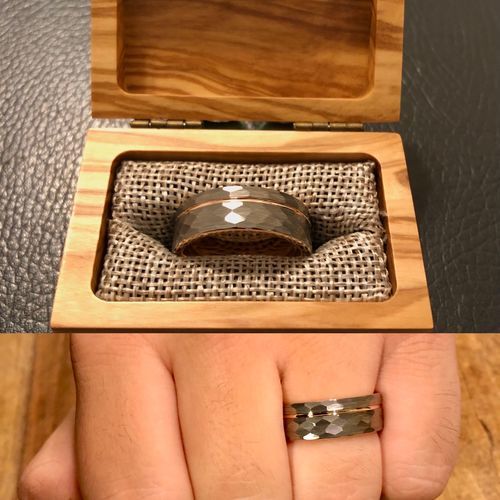 Customer photo review of Hammered Rose Gold Tungsten