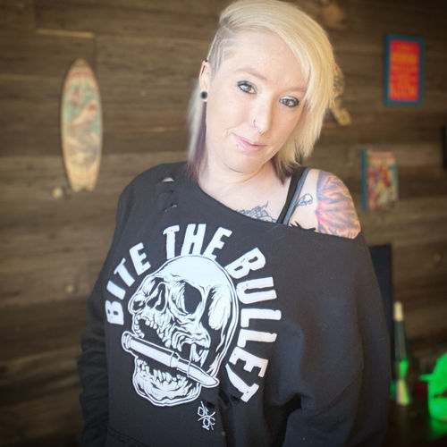 Customer photo review of 111 - Bullet Wide Neck Hoodie