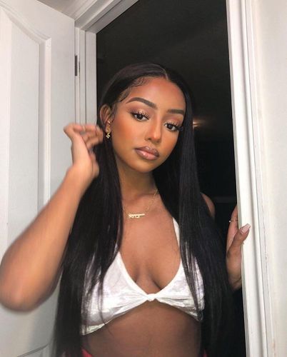 Customer photo review of Full Shine Sew In Hair Weft Bundles 100% Remy Human Hair Jet Black (#1)