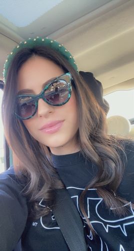 Customer photo review of EMERALD UPTOWN CAT-EYE SUNGLASSES