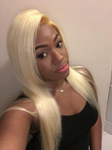Customer photo review of Full Shine Sew In Hair Weft Bundles 100% Remy Human Hair Platinum Blonde (#60)