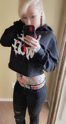 Customer photo review of 103- Blood Lone Wolf Crop Hoodie