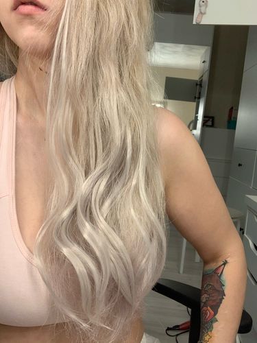 Customer photo review of 50g Virgin Hair Pu Weft Natural 100% Real Sew In Pu Weft Human Hair Bundles(#60)