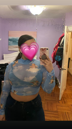 Customer photo review of Blue Angel Cherub Mesh Crop Top