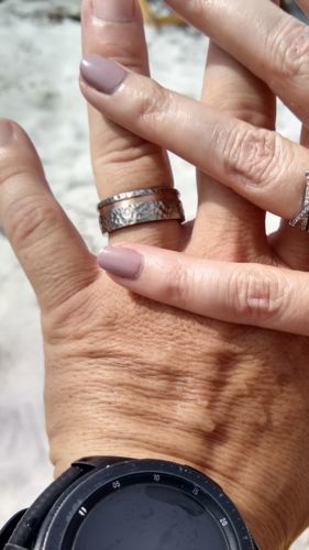 Customer photo review of Hammered Titanium & Rose Gold