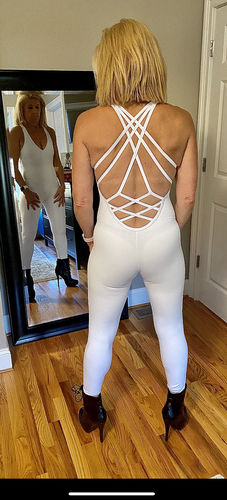 Customer photo review of Brazilian Workout Jumpsuit - NZ Fit Goddess White Bodysuit