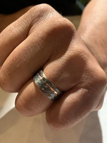Customer photo review of Hammered Rose Gold Tungsten