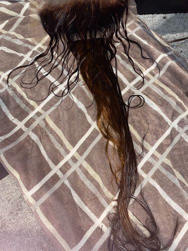 Customer photo review of Full Shine Weft Brazilian 100% Human Hair Sew In Bundles Straight Color #4 Medium Brown (#4)