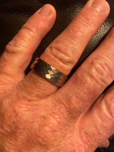 Customer photo review of Hammered Rose Gold Tungsten