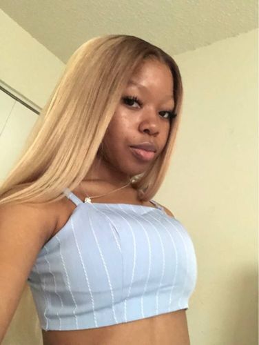 Customer photo review of Virgin Hair Weft #60 Platinum Blonde 100% Real Human Hair Silky Straight Hand Tied Sew In Hair(#60)