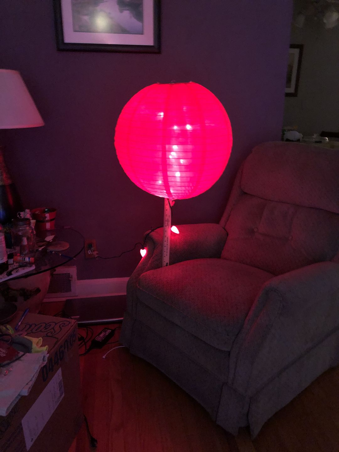 Customer photo review of 20" Red Shimmering Nylon Lantern, Even Ribbing, Durable, Hanging