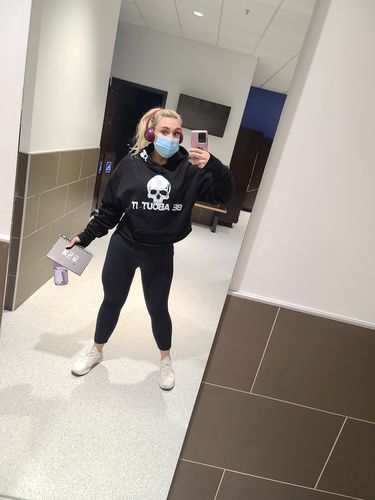 Customer photo review of 7- About It Crop Hoodie