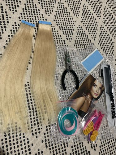 Customer photo review of Full Shine Tape in Hair Extensions 100% Remy Human Hair 40 Pieces 100 Grams (#60)
