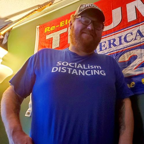 Customer photo review of Socialism Distancing Mens Apparel