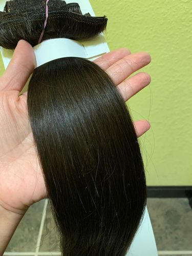 Customer photo review of Full Shine Clip in Extensions 100% Remy Human Hair 7 Pieces Off Black (#1B)
