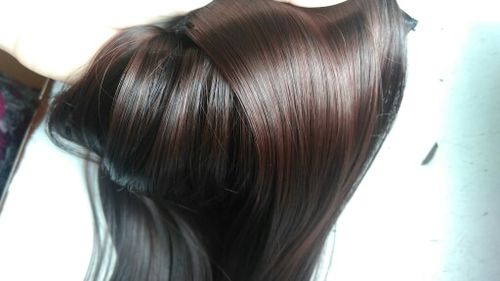 Customer photo review of Full Shine Clip in Extensions 100% Remy Human Hair 7 Pieces Off Black (#1B)