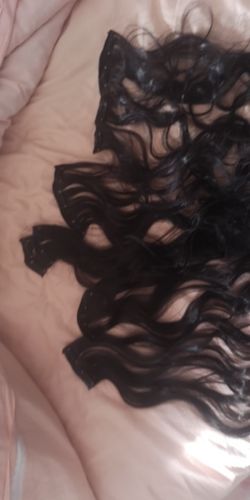 Customer photo review of Full Shine Clip in Extensions 100% Remy Human Hair 7 Pieces Darkest Brown (#2)