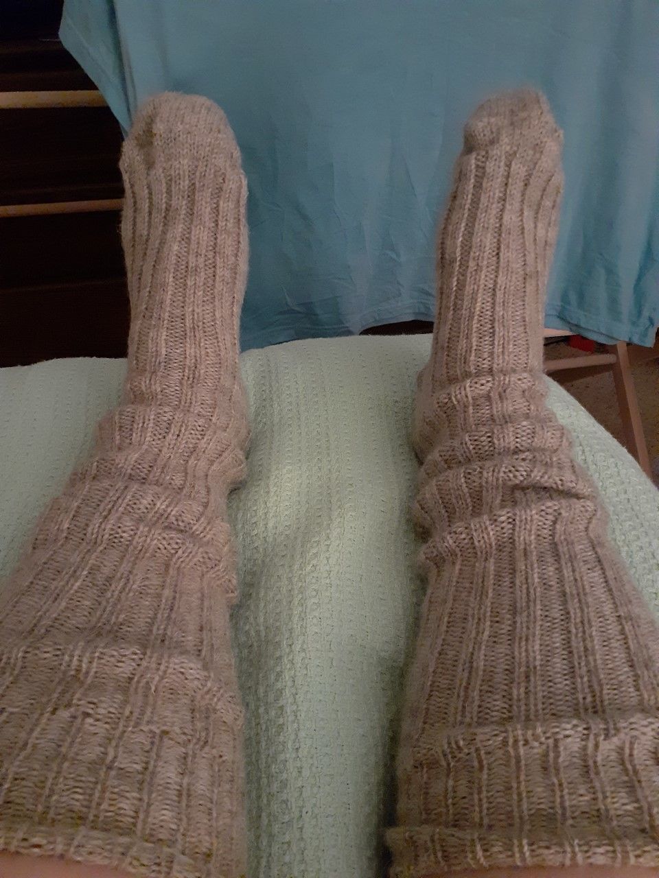 Customer photo review of Knee High Irish Jacob Sheep Socks