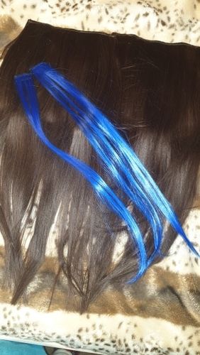 Customer photo review of Virgin Clip Hair Extensions 100% Remy Human Hair 3 Pieces Darkest Brown (#2)