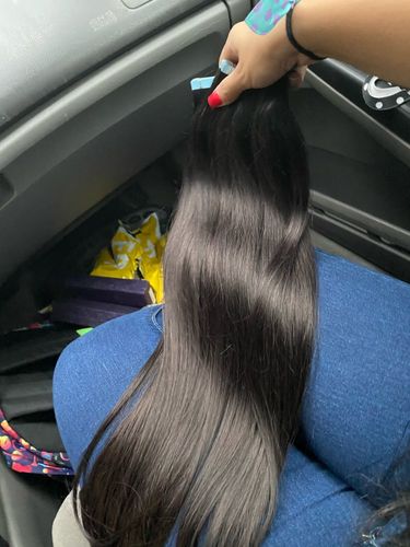 Customer photo review of Full Shine Tape in Hair Extensions 100% Remy Human Hair Solid 40 Pieces 100 Grams (#1B)
