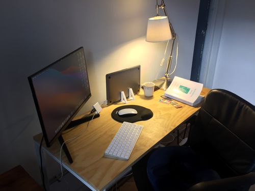Customer photo review of Escritorio MIMA 120 x 50 Base Blanca