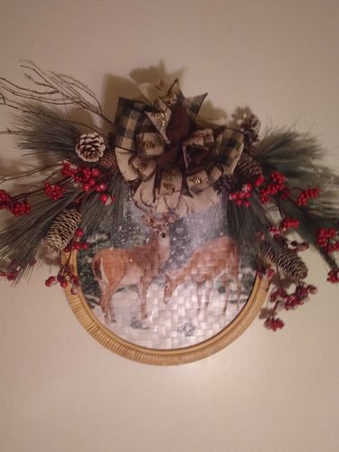 Customer photo review of 15.75"Dia Deer Sign Brown/White/Green AP0330