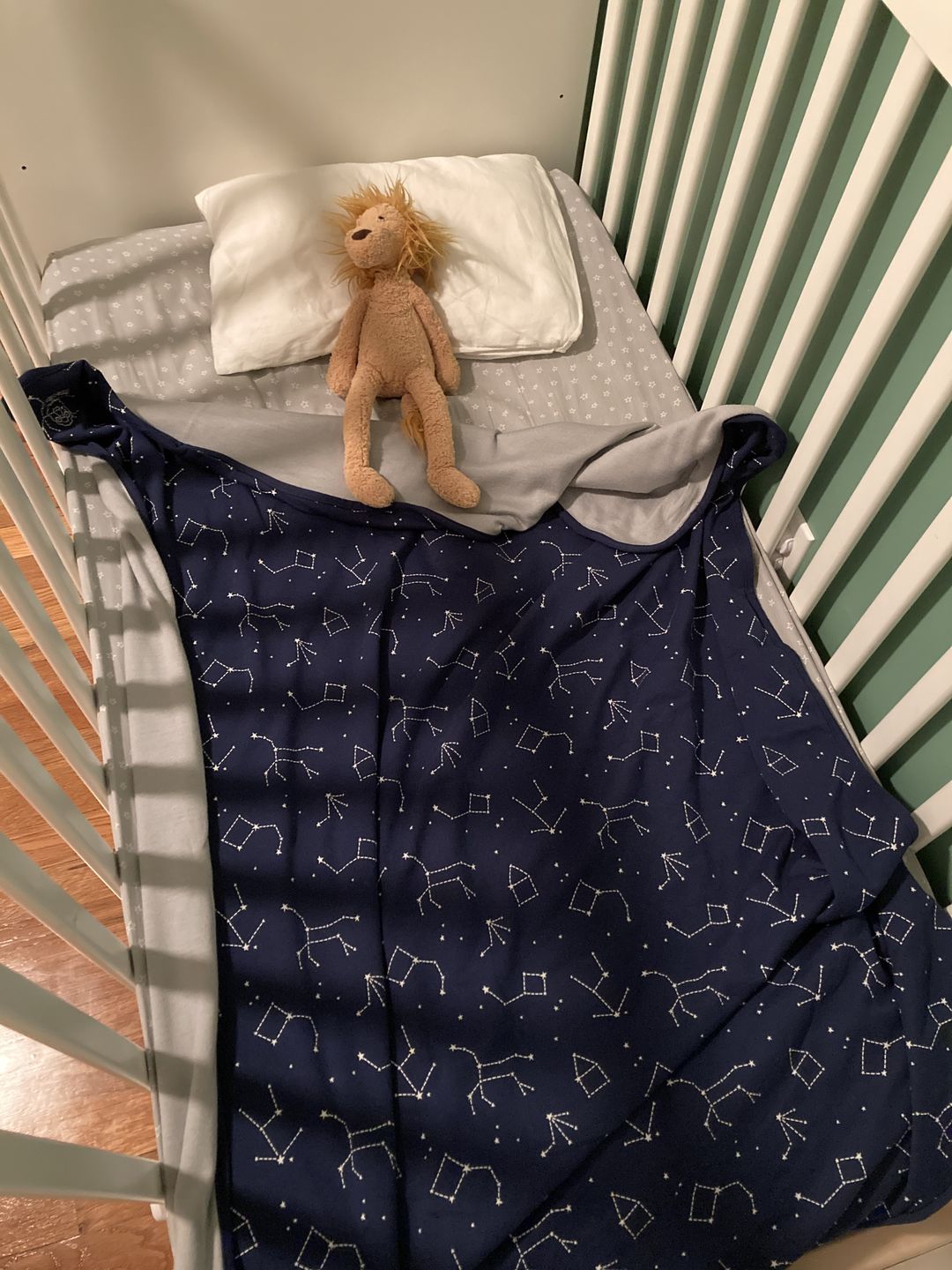 Customer photo review of Toddler Blanket, 4 Season® Merino Wool & Organic Cotton Blanket, 52.5" x 40", Night Sky™