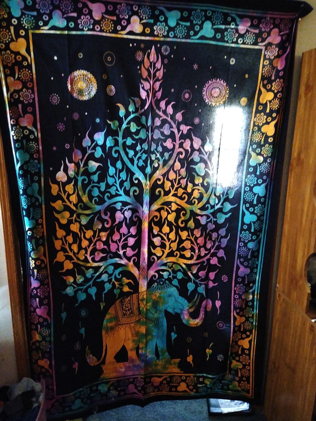 Customer photo review of Indian Dreams Tie Dye Tapestry