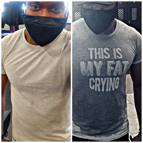 Customer photo review of This Is My Fat Crying - Men's Sweat Activated T-Shirt
