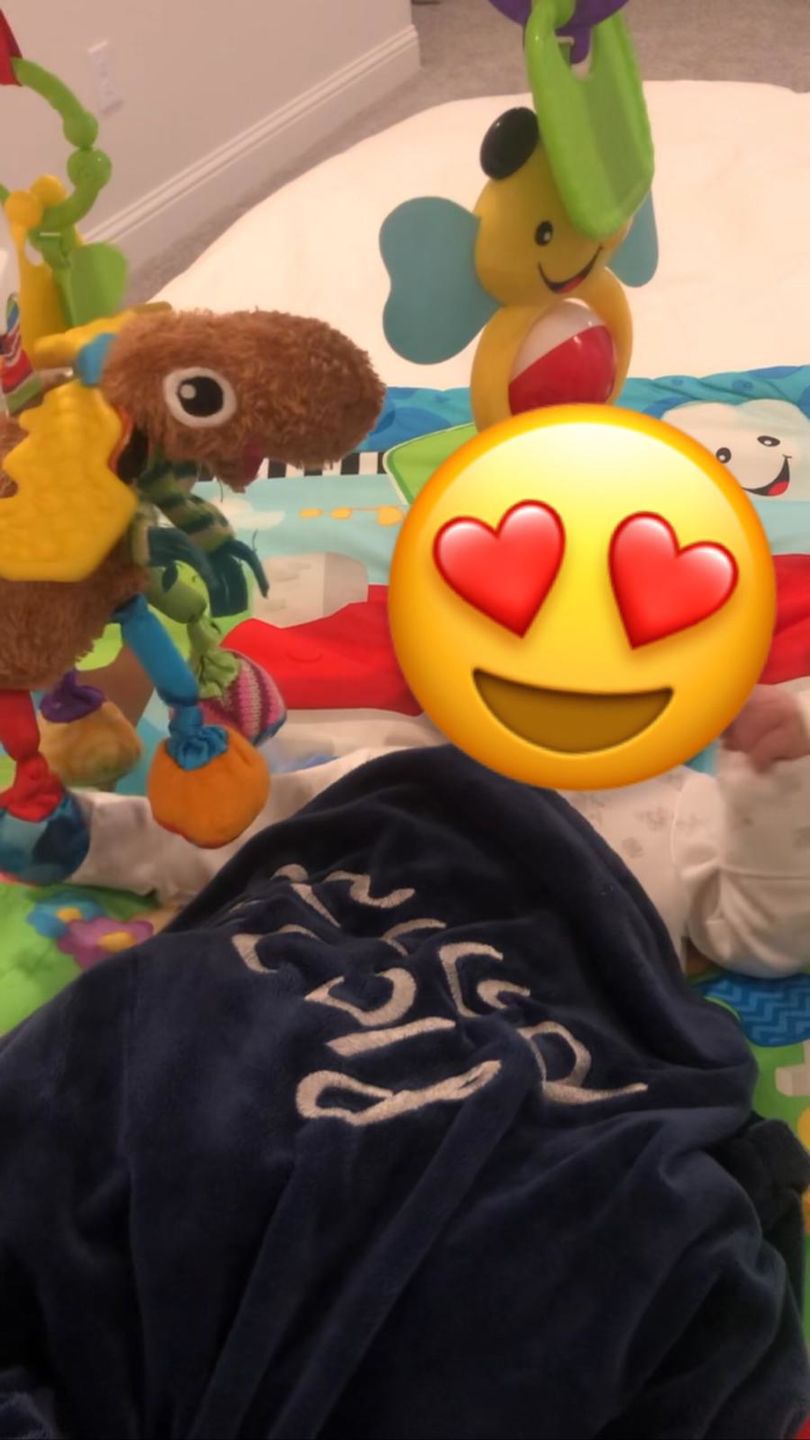 Customer photo review of MinkyBee Stroller Blanket Solid Navy