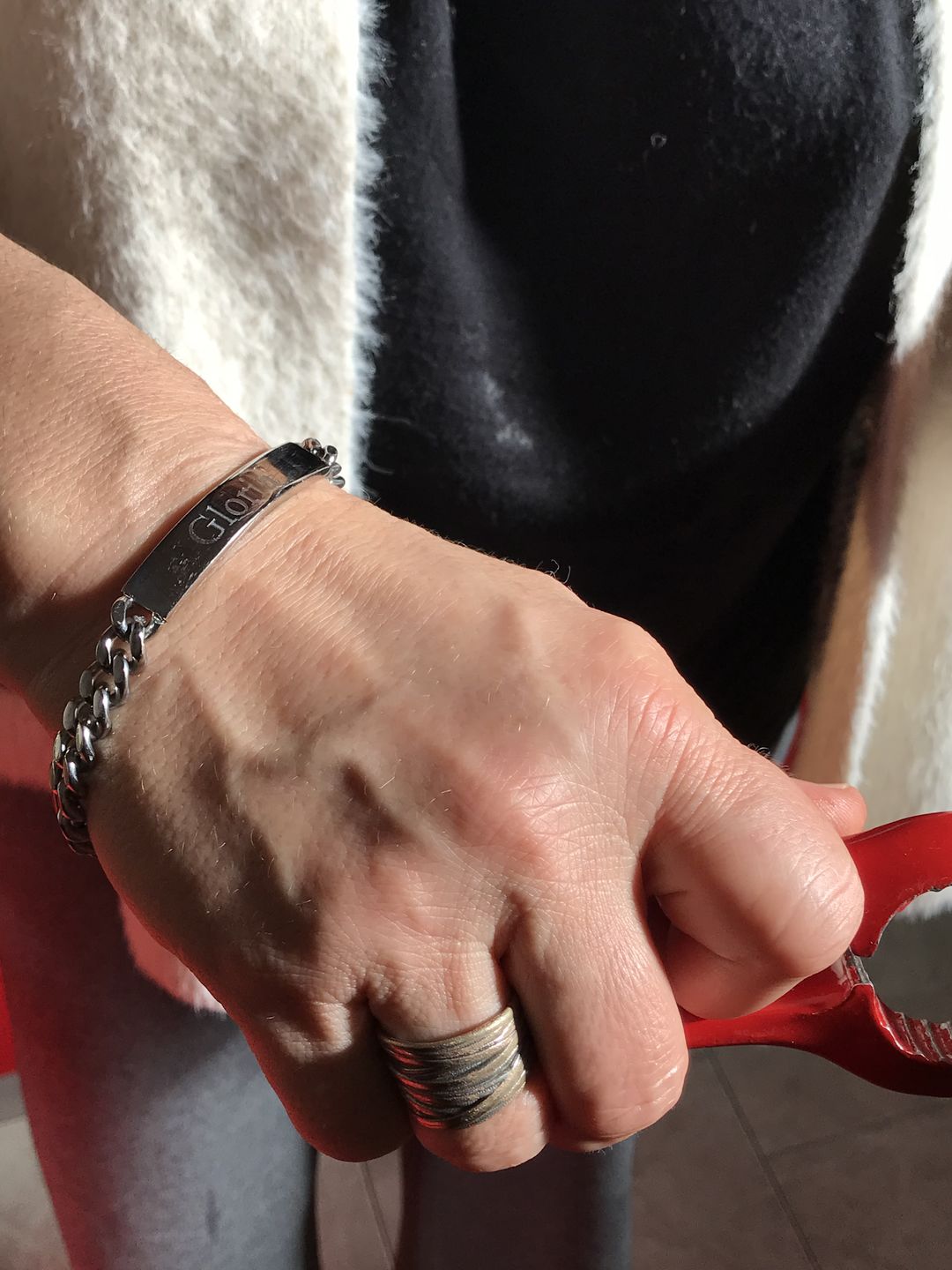 Customer photo review of 8mm Stainless Steel Cuban Link Engravable ID Bracelet