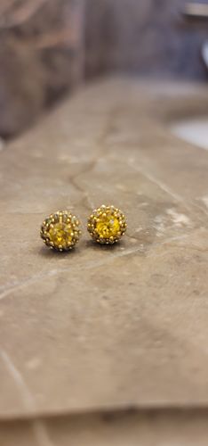 Customer photo review of Gold Canary 1.70 Carat Halo Stud Earrings