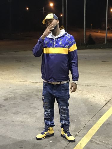 Customer photo review of Color Block Paisley Track Pants Cream (1A2-414)