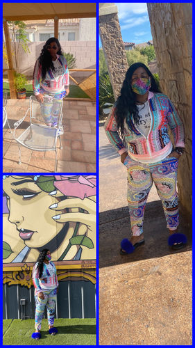 Customer photo review of Fashion Casual Multicolor Print Two Pieces