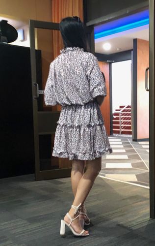 Customer photo review of Cheetah Print Ruffles Long Sleeve Dress