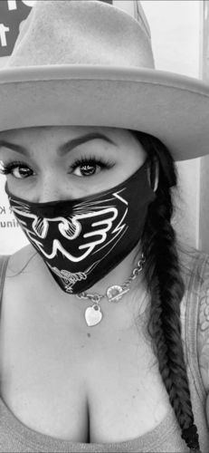 Customer photo review of Waylon Jennings Flying W Face Mask