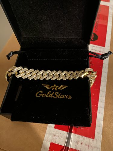 Customer photo review of "Cuban Stars" Gold Diamond Bracelet 15mm