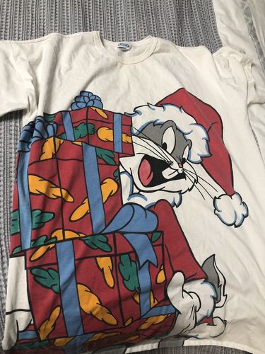 Customer photo review of Vintage Looney Tunes All Over Print Christmas T Shirt Size XL