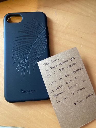 Customer photo review of Eco Friendly iPhone 6/6S/7/8/SE (2nd Gen) Phone Case - Palm Leaf in Pitch Black