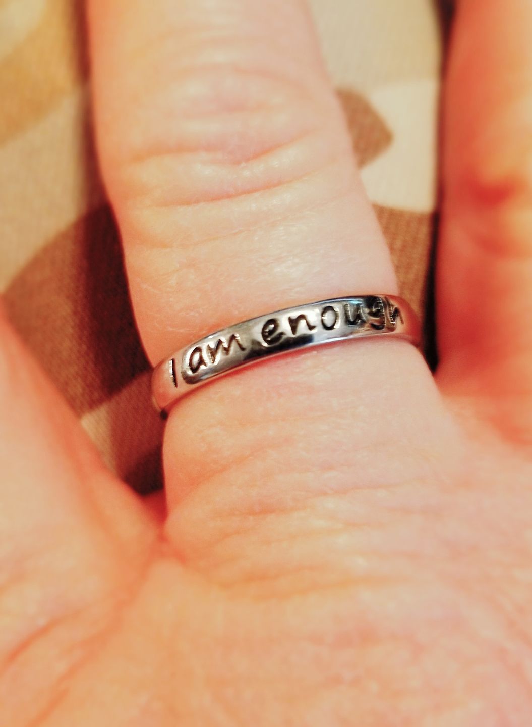 Customer photo review of 925 Sterling Silver 'I Am Enough' Ring