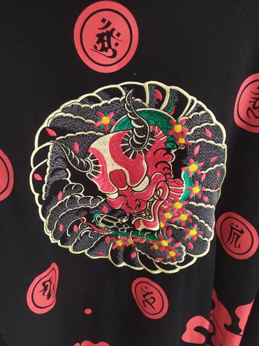 Customer photo review of The Oni Embroidered Sukajan Hoodie